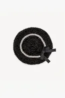 BLACK SILK OPENWORK BERET - Thumbnail 1