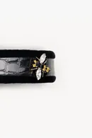 Crocodile Print Leather Bee Headband - Thumbnail 3