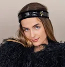 Crocodile Print Leather Bee Headband - Thumbnail 1