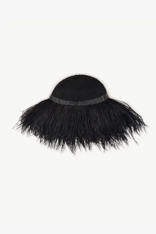 Feather Silk Wide-Brim Hat