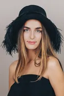 Feather Silk Wide-Brim Hat - Thumbnail 4