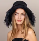 Feather Silk Wide-Brim Hat - Thumbnail 1