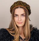 Golden Sequin Cashmere Beret - Thumbnail 1