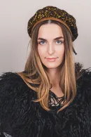 Golden Sequin Cashmere Beret - Thumbnail 8