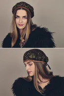 Golden Sequin Cashmere Beret - Thumbnail 9