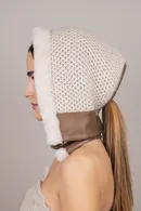 Openwork Cashmere Shearling Hood - Thumbnail 7