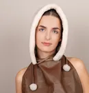 Openwork Cashmere Shearling Hood - Thumbnail 1