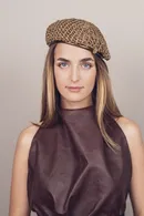 Patent Leather Silk Mesh Beret - Thumbnail 6