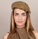 Patent Leather Silk Mesh Beret - Thumbnail 1