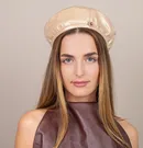 Shiny Rose Patent Leather Beret - Thumbnail 3